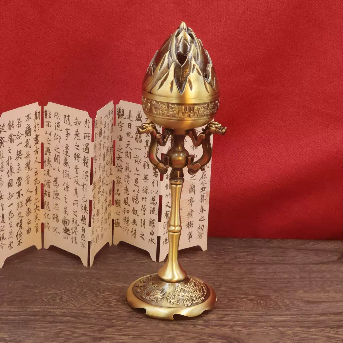 中式復古黃銅雙魚石磨倒流香爐 禪意家居裝飾擺件 香道用品