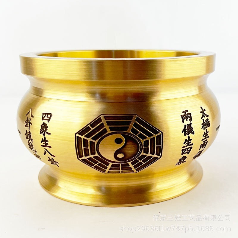 Taoist culture brass Tai Chi Bagua incense burner home indoor Zen aromatherapy burner Feng Shui ornaments