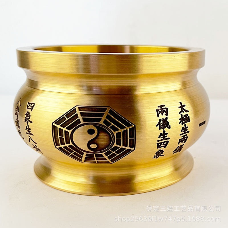 Taoist culture brass Tai Chi Bagua incense burner home indoor Zen aromatherapy burner Feng Shui ornaments