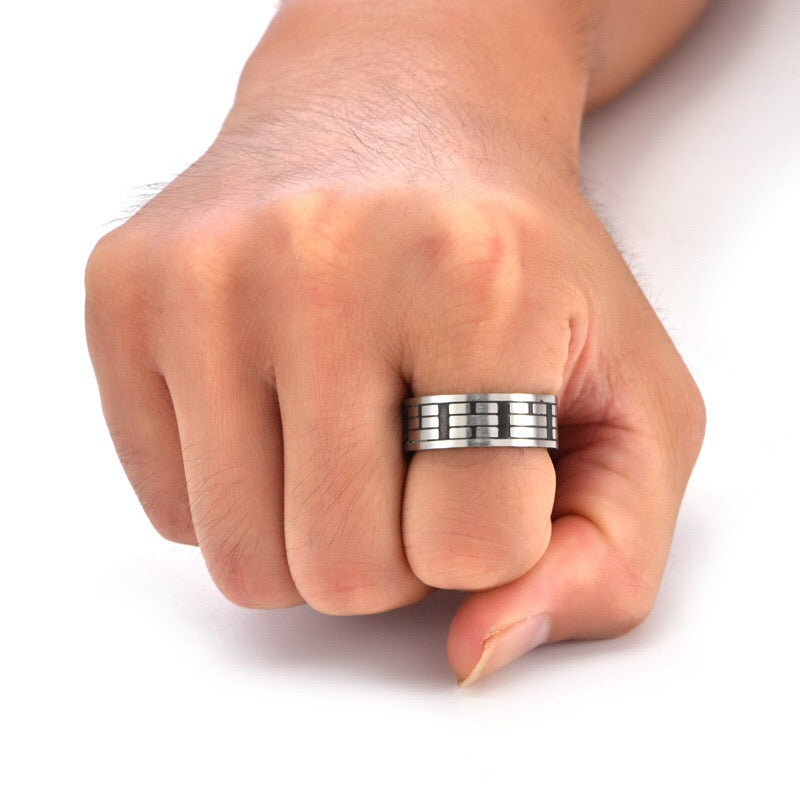 National trend Taoist style Five Emperors Coins Eight Diagrams Tai Chi Golden Light Mantra Fortune-changing Rings Unisex Small-scale Jewelry Personalized Couple Rings New Chinese Fashion Jewelry