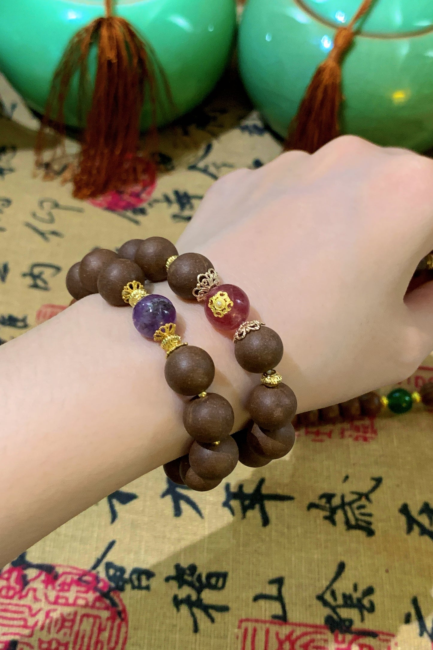 玫瑰解郁中药手串,合香珠手工制品,五年持久散发天然香味,舒适生活必备饰品