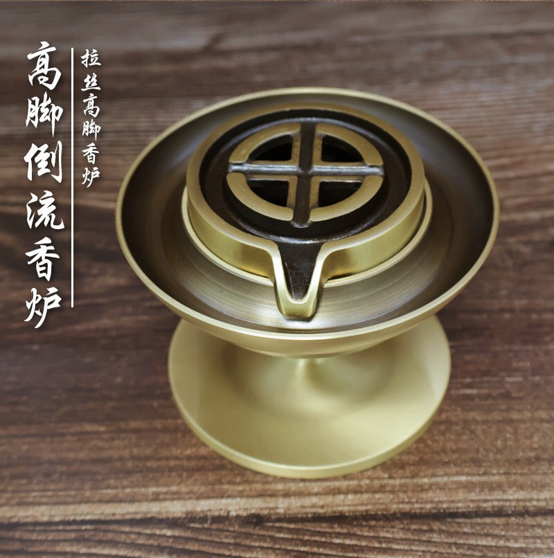 中式復古黃銅雙魚石磨倒流香爐 禪意家居裝飾擺件 香道用品