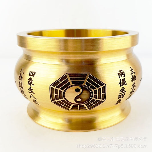 Taoist culture brass Tai Chi Bagua incense burner home indoor Zen aromatherapy burner Feng Shui ornaments